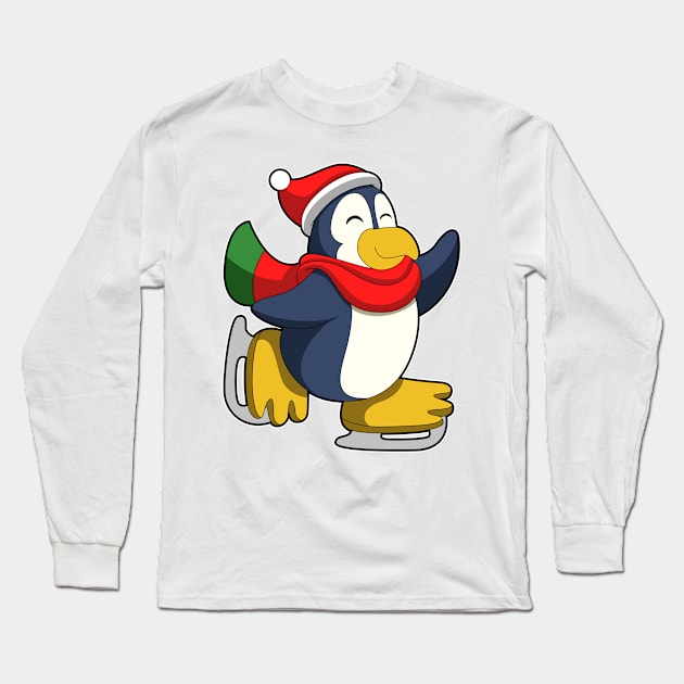 Penguin at Ice skating with Ice skates Long Sleeve T-Shirt by Markus Schnabel